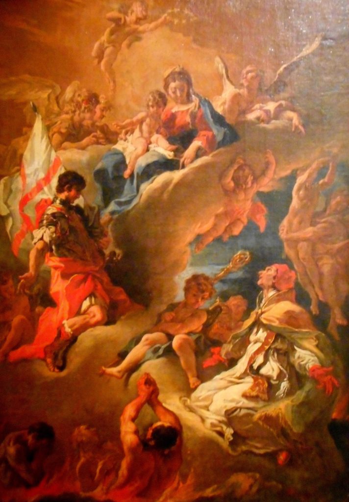 La Virgen con el Niño intercede por las almas del Purgatorio
